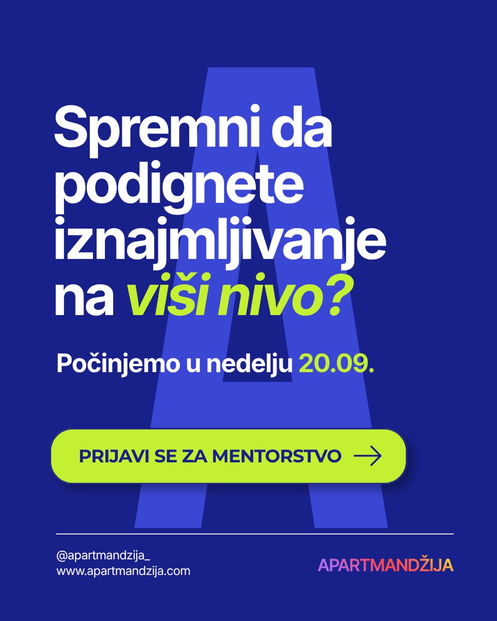 Spremni da podignete iznajmljivanje na viši nivo? Počinjemo 20.09. — prijavi se za mentorstvo.