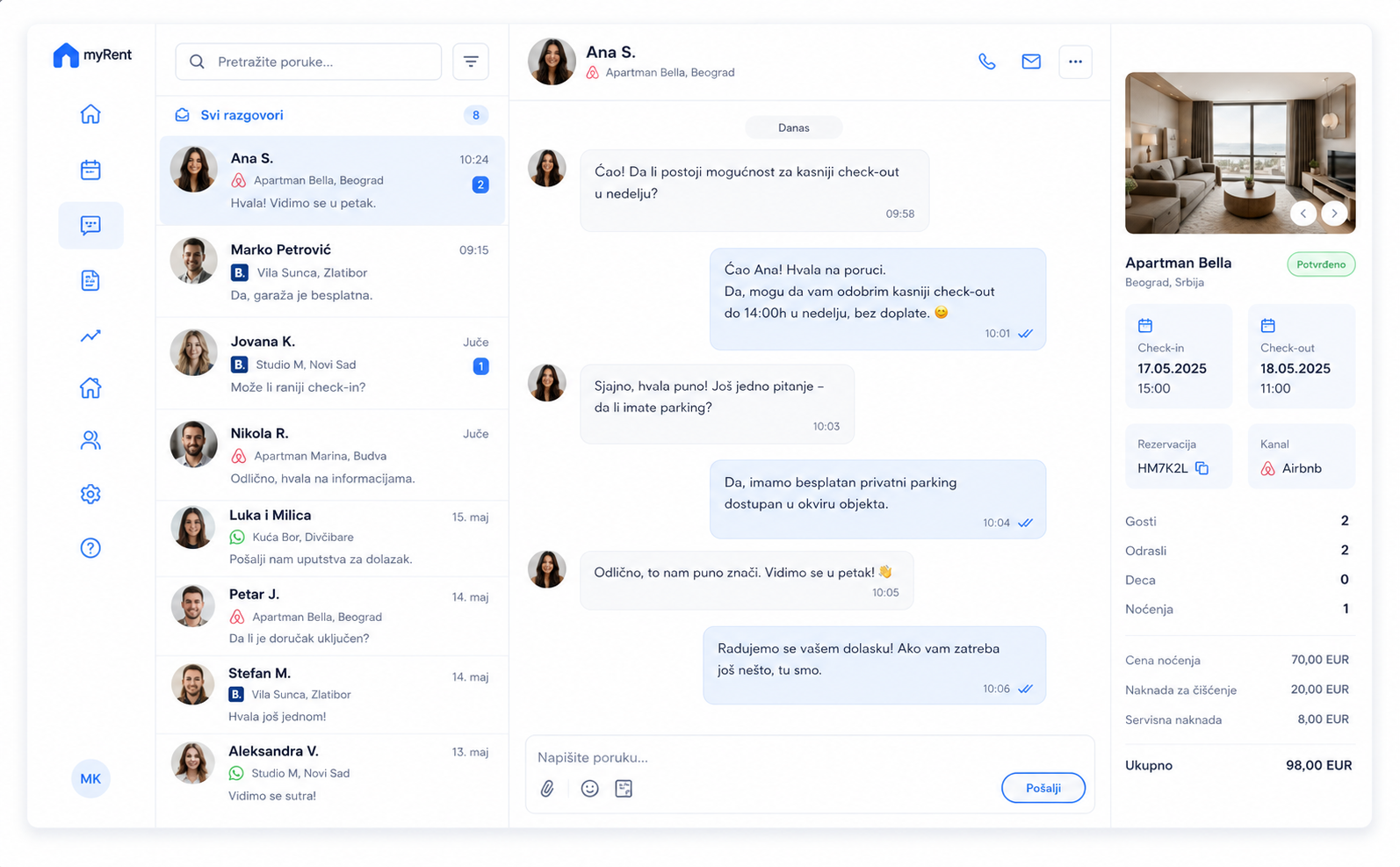myRent poruke – komunikacija sa gostima na jednom mestu